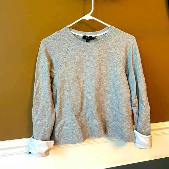 Theory Ranzini B Pointe Knit Grey Dressed Up Pullover Sweatshirt Size M - Picture 1 of 4